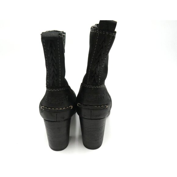 Sperry Top-Sider Boots Womens Size 7.5 Black Leather Ankle Booties Zip STS96952 - Picture 4 of 10